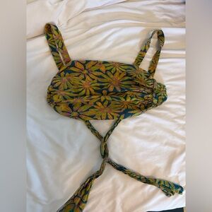 Floral Print Crop Top with Ties